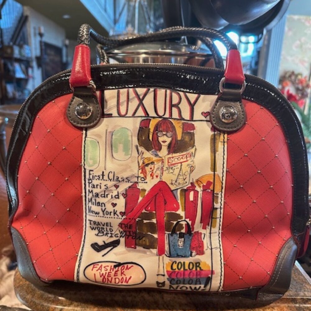 Brighton by Tom Clancy Fashionista Fashion Week Studs, Canvas & Leather Satchel